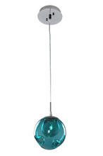 Kalco 309510CH/AQUA - Meteor 1 Light Mini Pendant