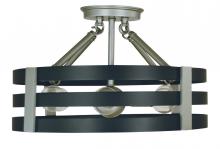 Framburg Limited Editions F-L1121 SP/MBLACK - 6-LIGHT SATIN PEWTER/MATTE BLACK LUXE SEMIFLUSH