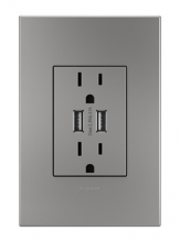 Legrand ARTRUSB153M4WP - adorne® Dual-USB Outlet with Magnesium Wall Plate, Magnesium