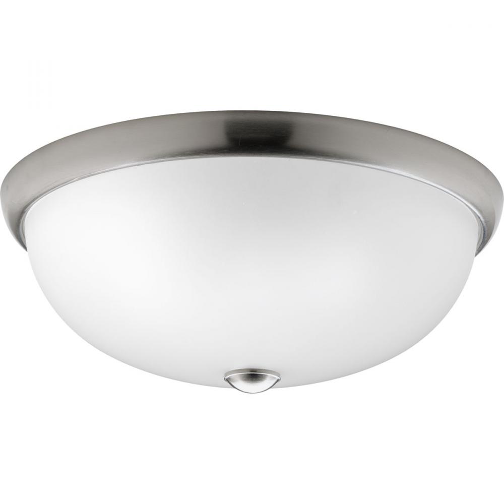 Three Light Brushed Nickel Etched Glass Bowl Flush Mount