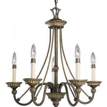 Progress P4120-86 - Five Light Burnished Chestnut Ivory Finish Candle Sleeves Glass Up Chandelier