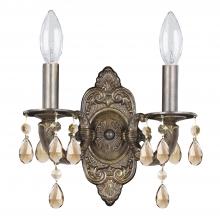 Crystorama 5022-VB-GT-S - Paris Market 2 Light Golden Teak Swarovski Strass Crystal Venetian Bronze Sconce