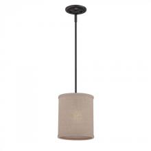 Quoizel CRA1508MC - One Light Mottled Cocoa Khaki Fabric Shade Down Mini Pendant