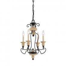 Quoizel SHL5004SEC - Four Light Sand Bisque And Earth Black Combination Up Chandelier