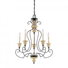 Quoizel SHL5005SEC - Five Light Sand Bisque And Earth Black Combina Up Chandelier