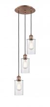  113B-3P-AC-G802 - Clymer - 3 Light - 10 inch - Antique Copper - Cord Hung - Multi Pendant