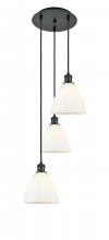  113B-3P-BK-GBD-751 - Bristol - 3 Light - 14 inch - Matte Black - Cord Hung - Multi Pendant