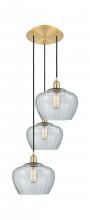  113B-3P-SG-G92-L - Fenton - 3 Light - 18 inch - Satin Gold - Cord Hung - Multi Pendant