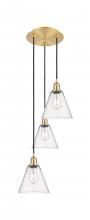  113B-3P-SG-GBC-84 - Berkshire - 3 Light - 15 inch - Satin Gold - Cord Hung - Multi Pendant