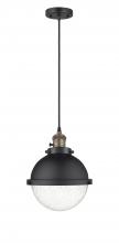 Innovations Lighting 201CSW-BAB-HFS-84-BK-LED - Hampden - 1 Light - 9 inch - Black Antique Brass - Cord hung - Mini Pendant