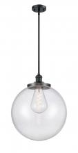  201S-BK-G204-16 - Beacon - 1 Light - 16 inch - Matte Black - Stem Hung - Pendant