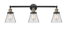  205-BAB-G62 - Cone - 3 Light - 30 inch - Black Antique Brass - Bath Vanity Light