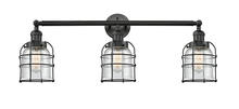 Innovations Lighting 205-BK-G54-CE-LED - Bell Cage - 3 Light - 31 inch - Matte Black - Bath Vanity Light