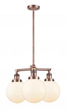 Innovations Lighting 207-AC-G201-8-LED - Beacon - 3 Light - 22 inch - Antique Copper - Stem Hung - Chandelier