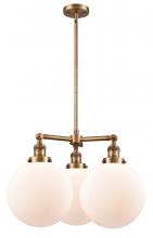 Innovations Lighting 207-BB-G201-10-LED - Beacon - 3 Light - 24 inch - Brushed Brass - Stem Hung - Chandelier