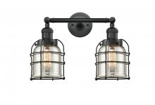 Innovations Lighting 208-BK-G58-CE-LED - Bell Cage - 2 Light - 16 inch - Matte Black - Bath Vanity Light