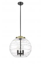  221-3S-BAB-G1213-16 - Athens Deco Swirl - 3 Light - 16 inch - Black Antique Brass - Cord hung - Pendant