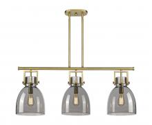 Innovations Lighting 411-3I-BB-G412-10SM - Newton Bell - 3 Light - 42 inch - Brushed Brass - Island Light