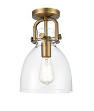 Innovations Lighting 412-1F-BB-8CL-LED - Newton Bell - 1 Light - 8 inch - Brushed Brass - Flush Mount