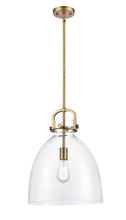 Innovations Lighting 412-1S-BB-14CL-LED - Newton Bell - 1 Light - 14 inch - Brushed Brass - Cord hung - Pendant