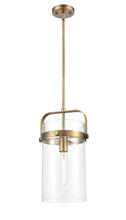 Innovations Lighting 413-1S-BB-8CL-LED - Pilaster - 1 Light - 8 inch Glass - Brushed Brass - Cord hung - Mini Pendant