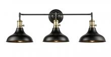 Innovations Lighting 443SW-3W-BAB-M15BK-LED - Metro - 3 Light - 37 inch - Black Antique Brass - Bath Vanity Light