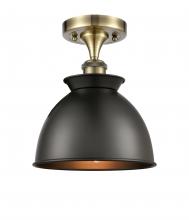 Innovations Lighting 516-1C-AB-M14-BK-LED - Adirondack - 1 Light - 8 inch - Antique Brass - Semi-Flush Mount