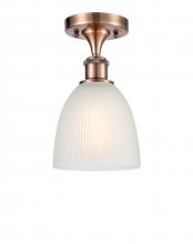 Innovations Lighting 516-1C-AC-G381-LED - Castile - 1 Light - 6 inch - Antique Copper - Semi-Flush Mount