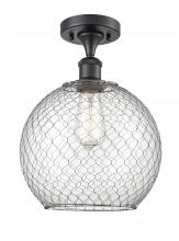 Innovations Lighting 516-1C-BK-G122-10CSN-LED - Farmhouse Chicken Wire - 1 Light - 10 inch - Matte Black - Semi-Flush Mount