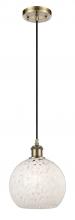 Innovations Lighting 516-1P-AB-G1216-8WM - White Mouchette - 1 Light - 8 inch - Antique Brass - Cord Hung - Mini Pendant