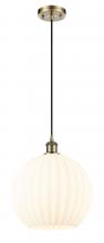 Innovations Lighting 516-1P-AB-G1217-12WV - White Venetian - 1 Light - 12 inch - Antique Brass - Cord Hung - Mini Pendant