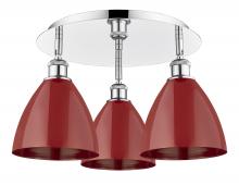  516-3C-PC-MBD-75-RD - Plymouth - 3 Light - 19 inch - Polished Chrome - Flush Mount