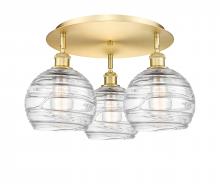  516-3C-SG-G1213-8 - Athens Deco Swirl - 3 Light - 20 inch - Satin Gold - Flush Mount