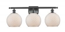 Innovations Lighting 516-3W-BK-G121-8CSN-LED - Farmhouse Chicken Wire - 3 Light - 28 inch - Matte Black - Bath Vanity Light