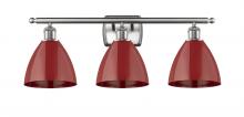  516-3W-SN-MBD-75-RD - Plymouth - 3 Light - 28 inch - Brushed Satin Nickel - Bath Vanity Light