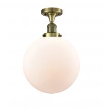 Innovations Lighting 517-1CH-AB-G201-12-LED - Beacon - 1 Light - 12 inch - Antique Brass - Semi-Flush Mount