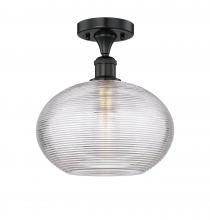 Innovations Lighting 616-1F-BK-G555-12CL - Ithaca - 1 Light - 12 inch - Matte Black - Semi-Flush Mount