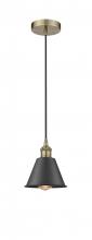 Innovations Lighting 616-1P-AB-M8-BK-LED - Smithfield - 1 Light - 7 inch - Antique Brass - Cord hung - Mini Pendant