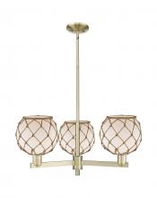 Innovations Lighting 716-3CR-AB-G121-8RB - Farmhouse Rope - 3 Light - 30 inch - Antique Brass - Stem hung - Pendant