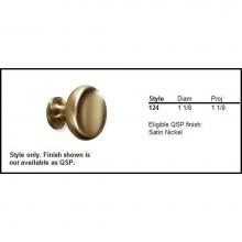 Colonial Bronze 124-15 - Cabinet Knob Hand Finished in Satin Nickel