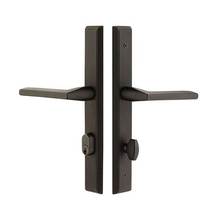 Emtek 5444ARLHFB - Entry KyOS, Stretto, Sandcast Bronze Rectangular 11'' Plt, Aurora Lvr, LH, FB