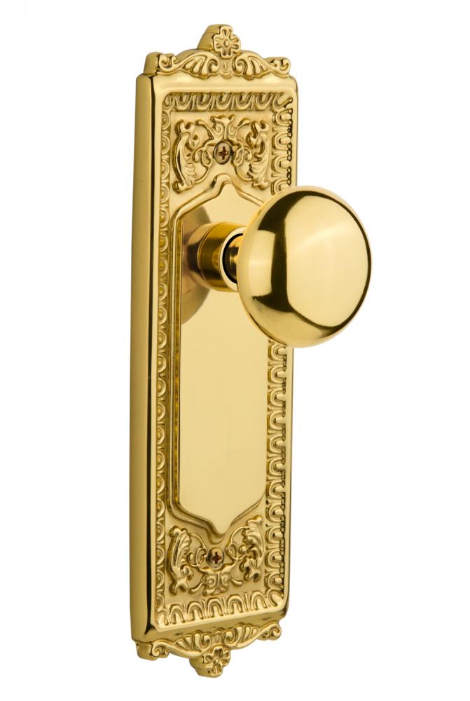 Nostalgic Warehouse Egg & Dart Plate Double Dummy New York Door Knob in Unlacquered Brass Nostalgic Warehouse Egg & Dart Plate Double Dummy New York Door Knob in Unlacquered Brass