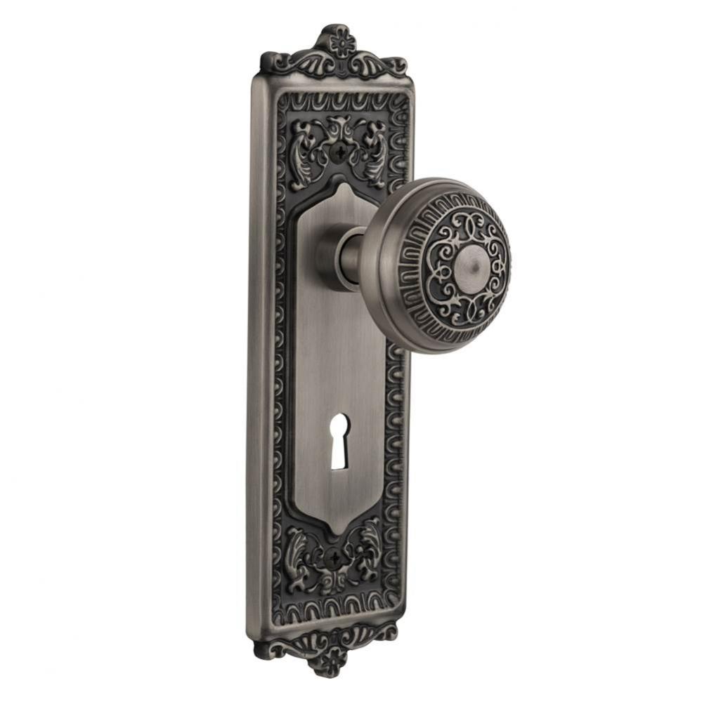 Nostalgic Warehouse Egg & Dart Plate with Keyhole Passage Egg & Dart Door Knob in Antique Nostalgic Warehouse Egg & Dart Plate with Keyhole Passage Egg & Dart Door Knob in Antique