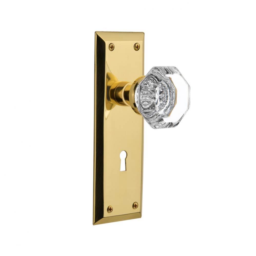Nostalgic Warehouse New York Plate with Keyhole Passage Waldorf Door Knob in Polished Brass Nostalgic Warehouse New York Plate with Keyhole Passage Waldorf Door Knob in Polished Brass