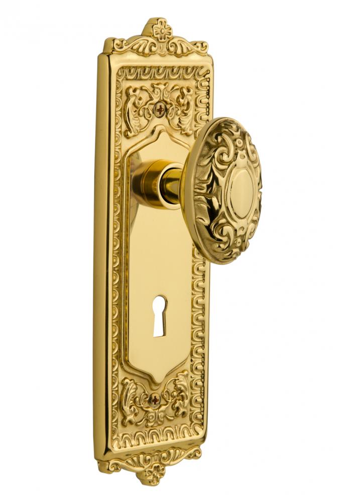 Nostalgic Warehouse Egg & Dart Plate with Keyhole Single Dummy Victorian Door Knob in Polished Nostalgic Warehouse Egg & Dart Plate with Keyhole Single Dummy Victorian Door Knob in Polished