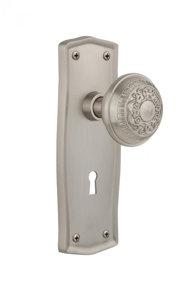 Nostalgic Warehouse Prairie Plate with Keyhole Passage Egg & Dart Door Knob in Satin Nickel Nostalgic Warehouse Prairie Plate with Keyhole Passage Egg & Dart Door Knob in Satin Nickel