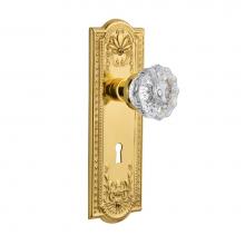 Nostalgic Warehouse 701211 - Nostalgic Warehouse Meadows Plate with Keyhole Passage Crystal Glass Door Knob in Polished Brass