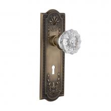 Nostalgic Warehouse 701825 - Nostalgic Warehouse Meadows Plate with Keyhole Privacy Crystal Glass Door Knob in Antique Brass