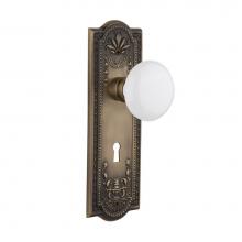 Nostalgic Warehouse 701871 - Nostalgic Warehouse Meadows Plate with Keyhole Privacy White Porcelain Door Knob in Antique Brass