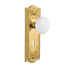 Nostalgic Warehouse 701874 - Nostalgic Warehouse Meadows Plate with Keyhole Passage White Porcelain Door Knob in Polished Brass